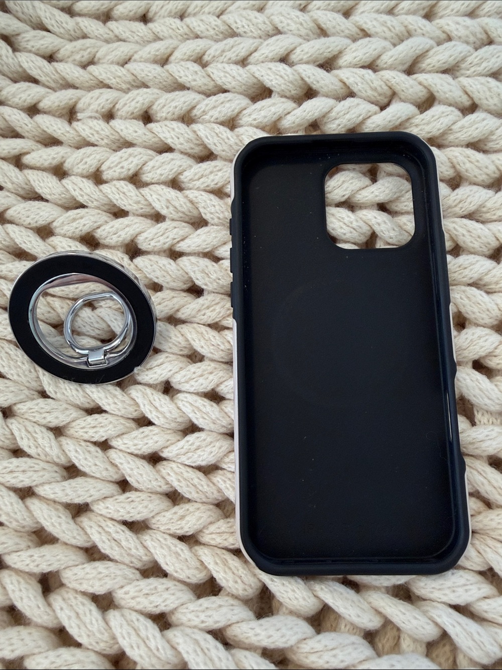 BURGA Black & Cream Stripe Phone Case with Ring Grip iPhone 16 Pro Max - Picture 5 of 6